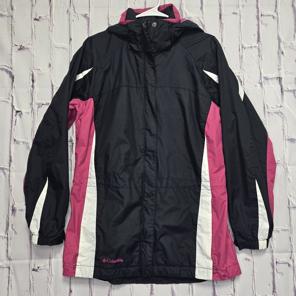 Columbia Interchangeable Jacket Women's Sz M Hooded Outer Shell ONLY‎ Black Pink